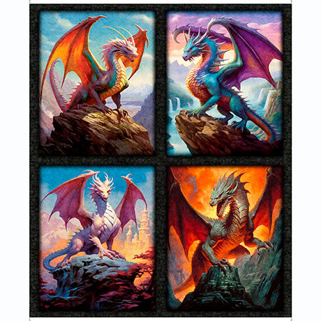 QT Fabrics - Dragon's Song - Dragon Patch Panel - 31149-X