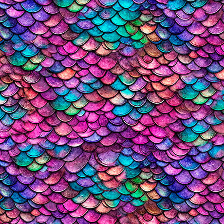 QT Fabrics - Dragon's Song - Dragon Scales - Pink / Turquoise - 31156-PQ