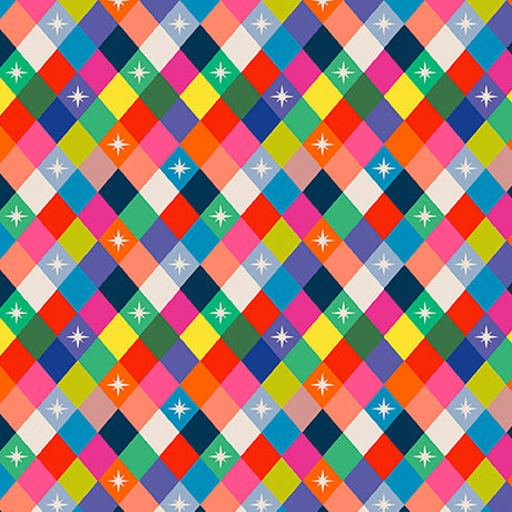 QT Fabrics - Circus Spectacular - Rainbow Harlequin Check - 31767-X