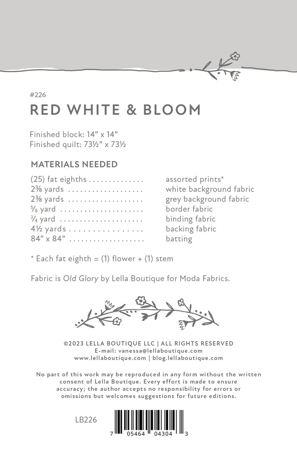 Red White And Bloom Quilt Pattern By Lella Boutique