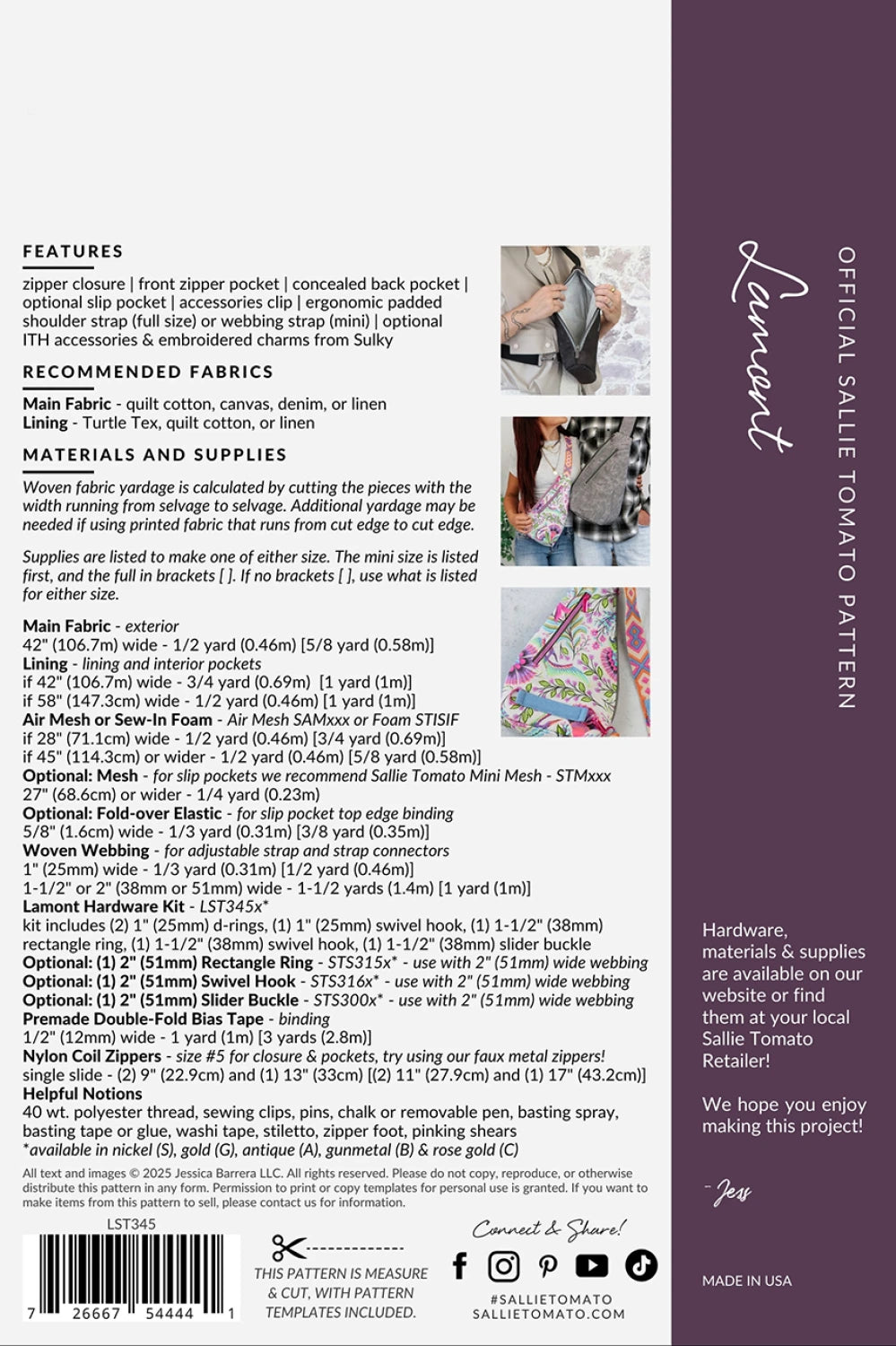 Lamont Sling Bag Pattern By Sallie Tomato