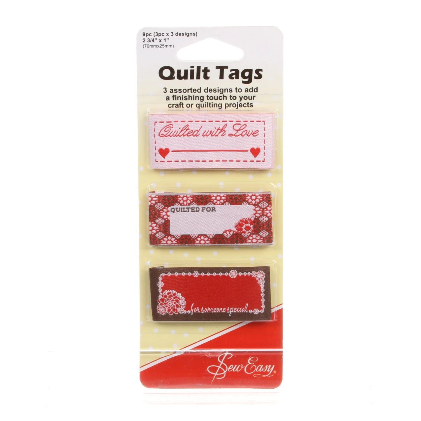 Tacony Quilt Tag Labels Set Of 3 With Love