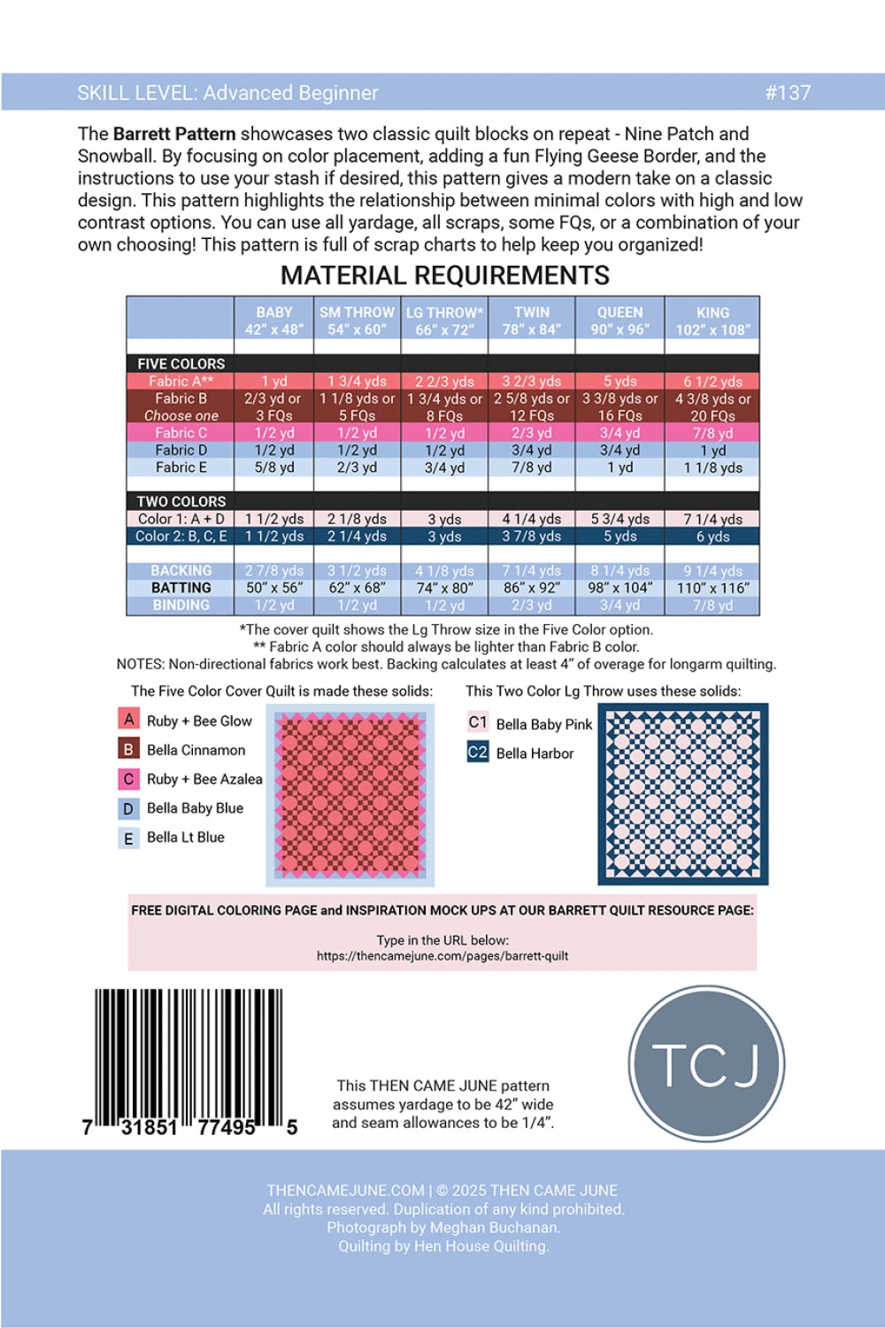 Barrett Quilt Pattern By Then Came June