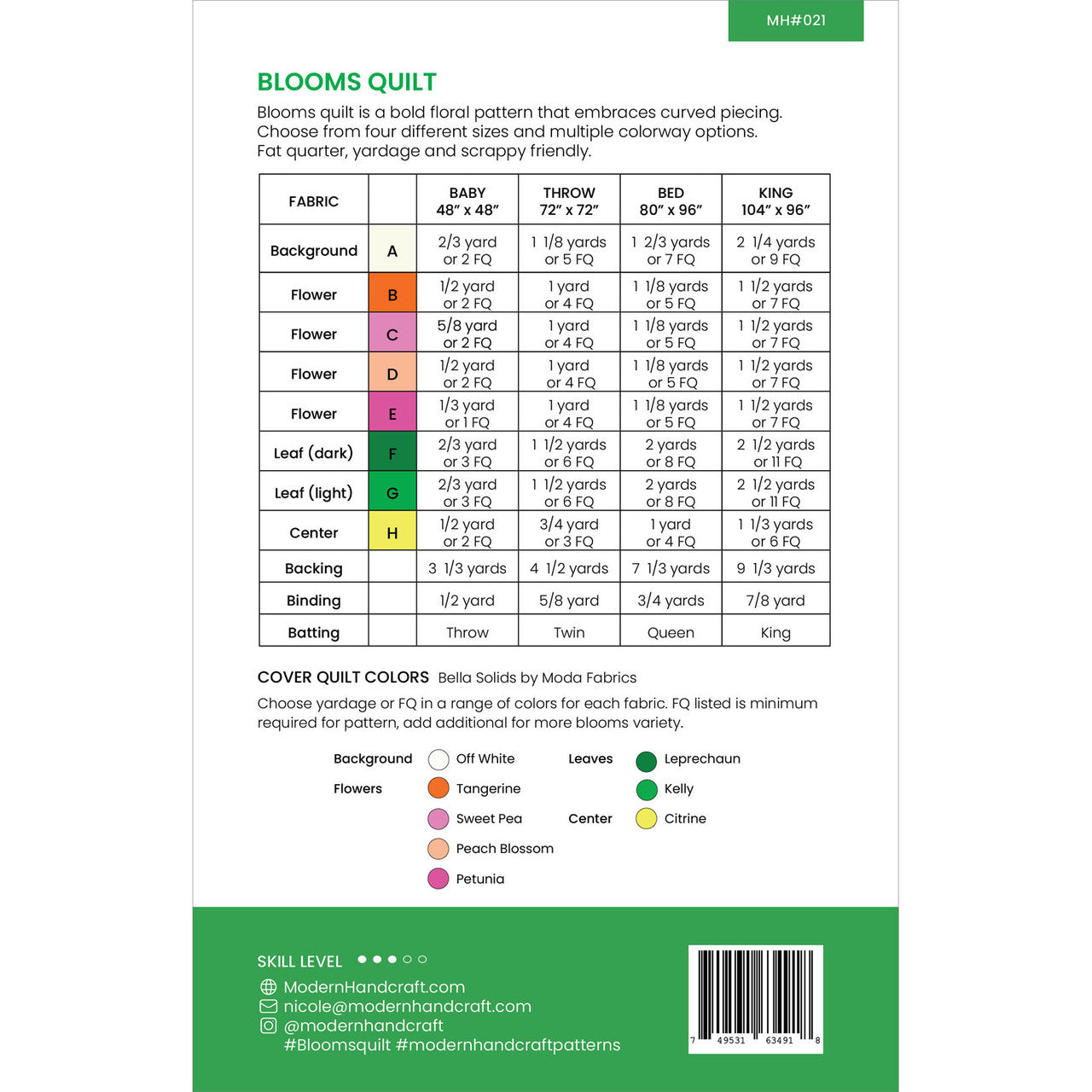 Blooms Quilt Pattern By Modern Handcraft