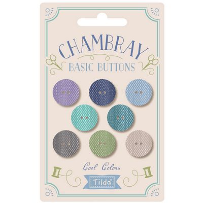 Tilda Chambray Buttons Cool Colors - 16mm - 8 Pieces