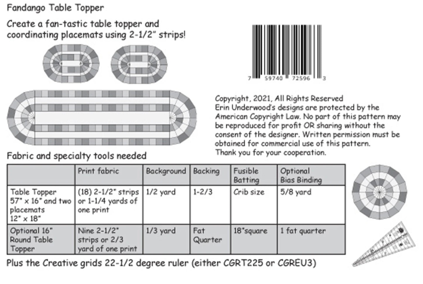 Fandango Table Topper Pattern By Erin Underwood Quilts