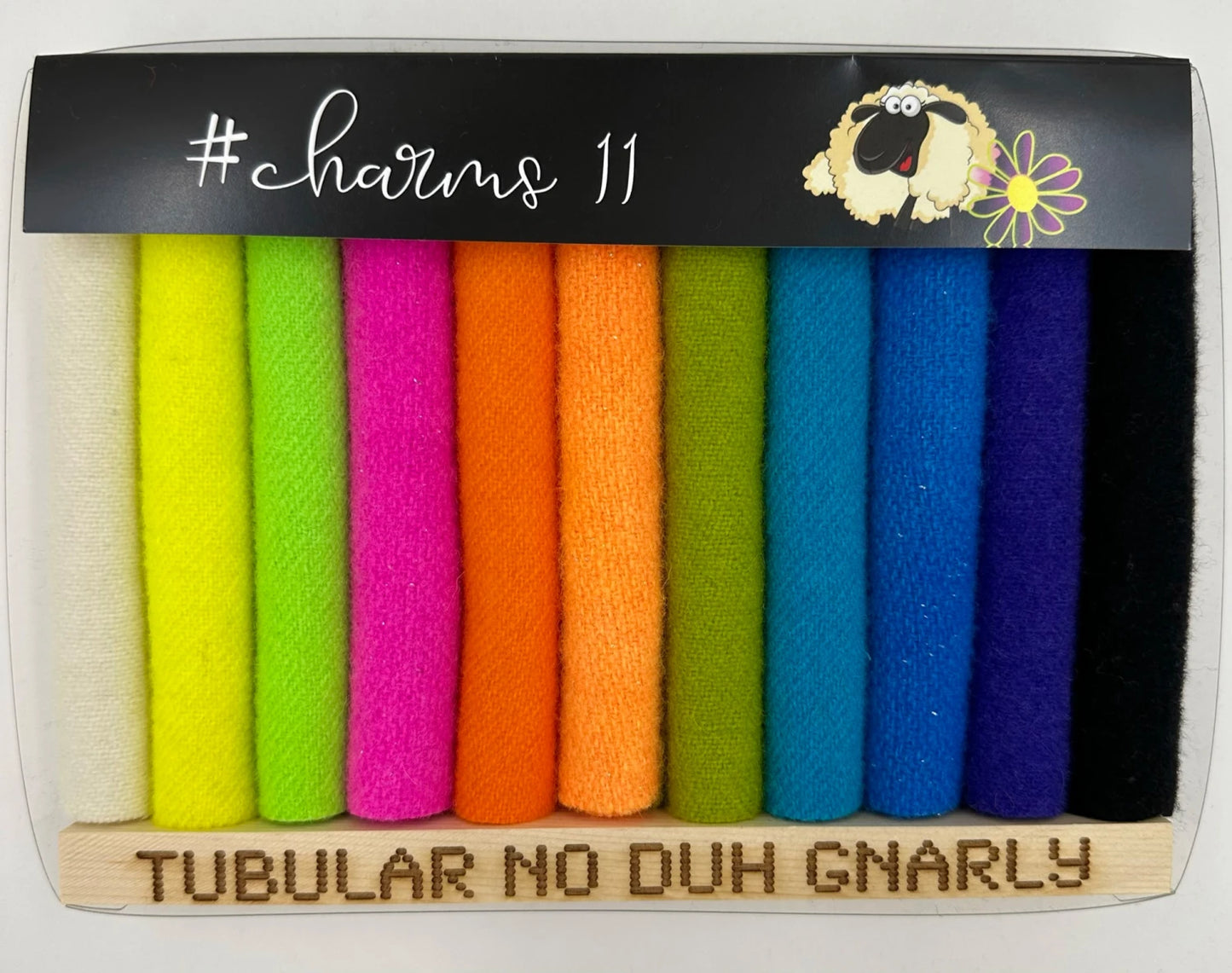In The Patch Designs - # charms 11 - Pre-Cut Wool Neon 5" Squares Bundle - Tubular No Duh Gnarly