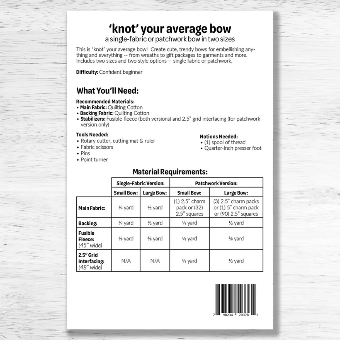 Knot Your Average Bow Pattern By Studio M Squared