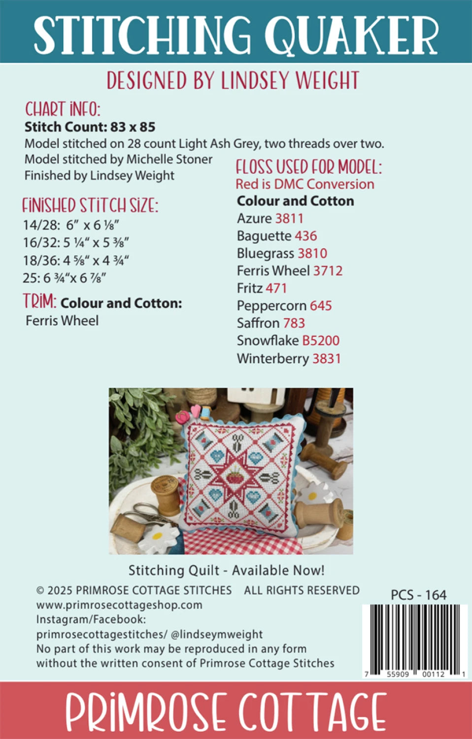 Stitching Quaker Cross Stitch Pattern By Primrose Cottage