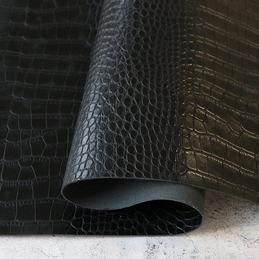 Sallie Tomato - Faux Leather - 1/2 Yard (18") Pre-Cut - Black Alligator