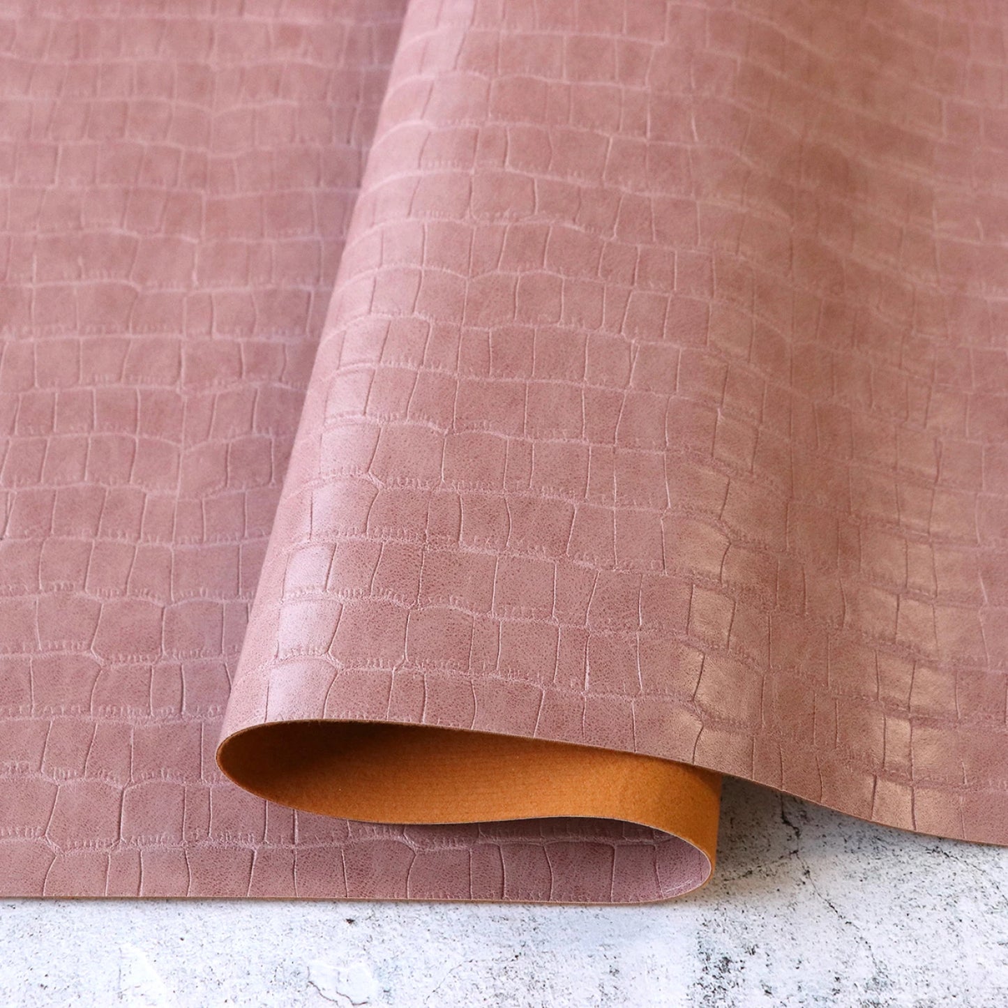 Sallie Tomato - Faux Leather - 1/2 Yard (18") Pre-Cut - Blush Pink Alligator