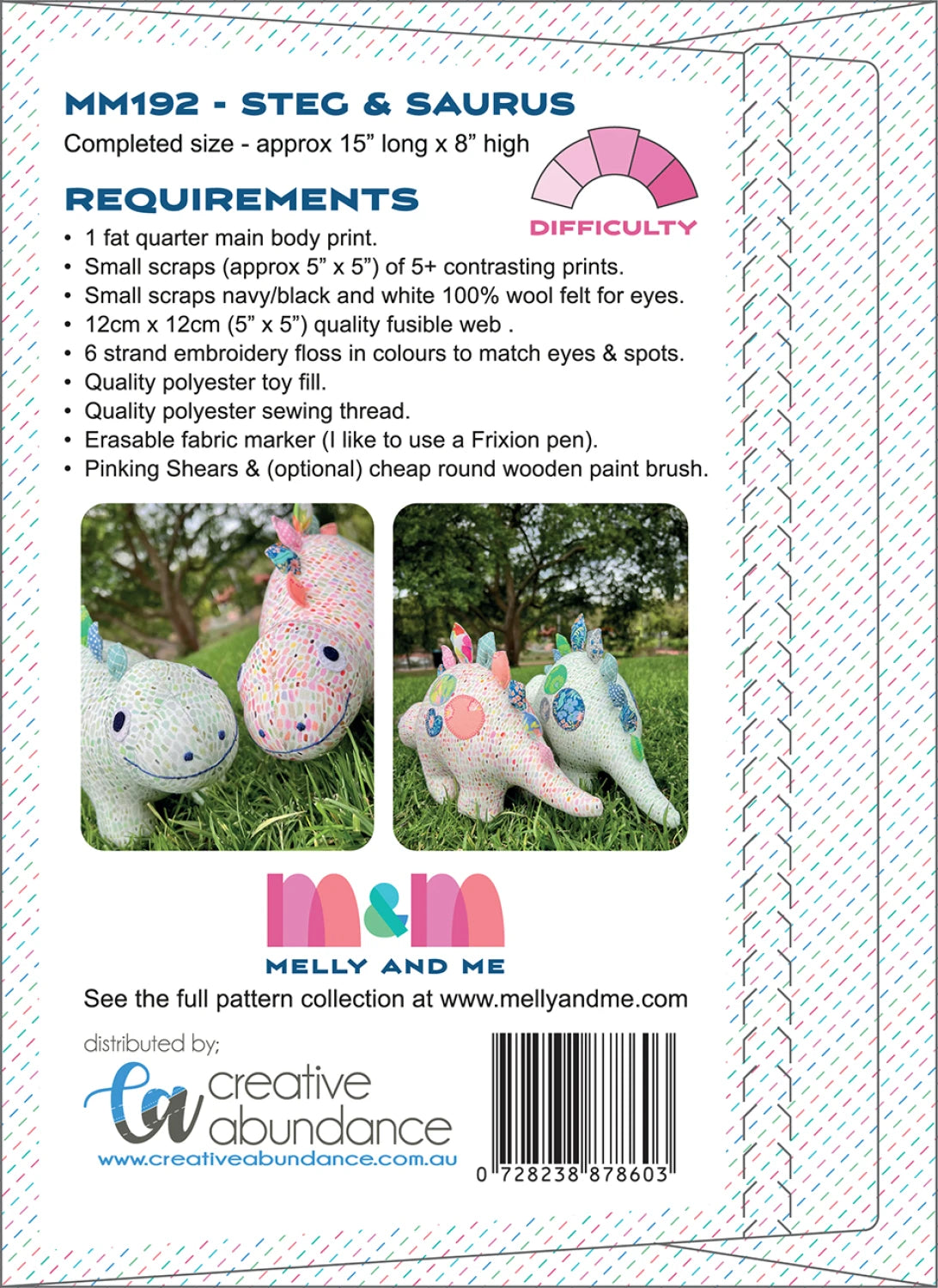 Steg And Saurus Dinosaur Plushies Pattern By Melly And Me
