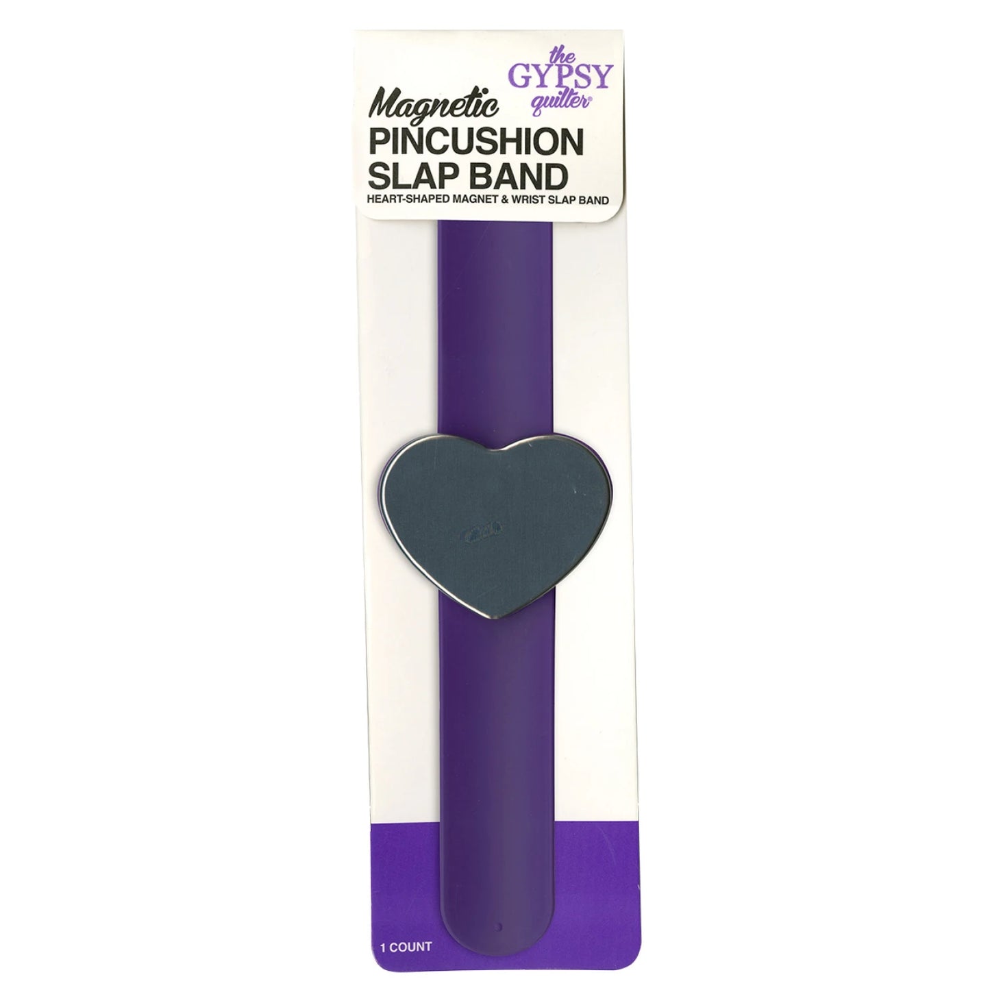 The Gypsy Quilter Magnetic Pincushion With Slap Band Bracelet Heart Shape
