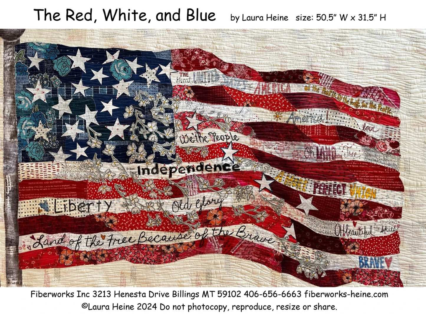 The Red White And Blue Flag Collage Quilt Pattern By Fiberworks