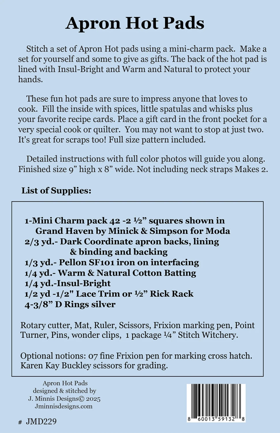 Apron Hot Pads Pattern By J Minnis Designs