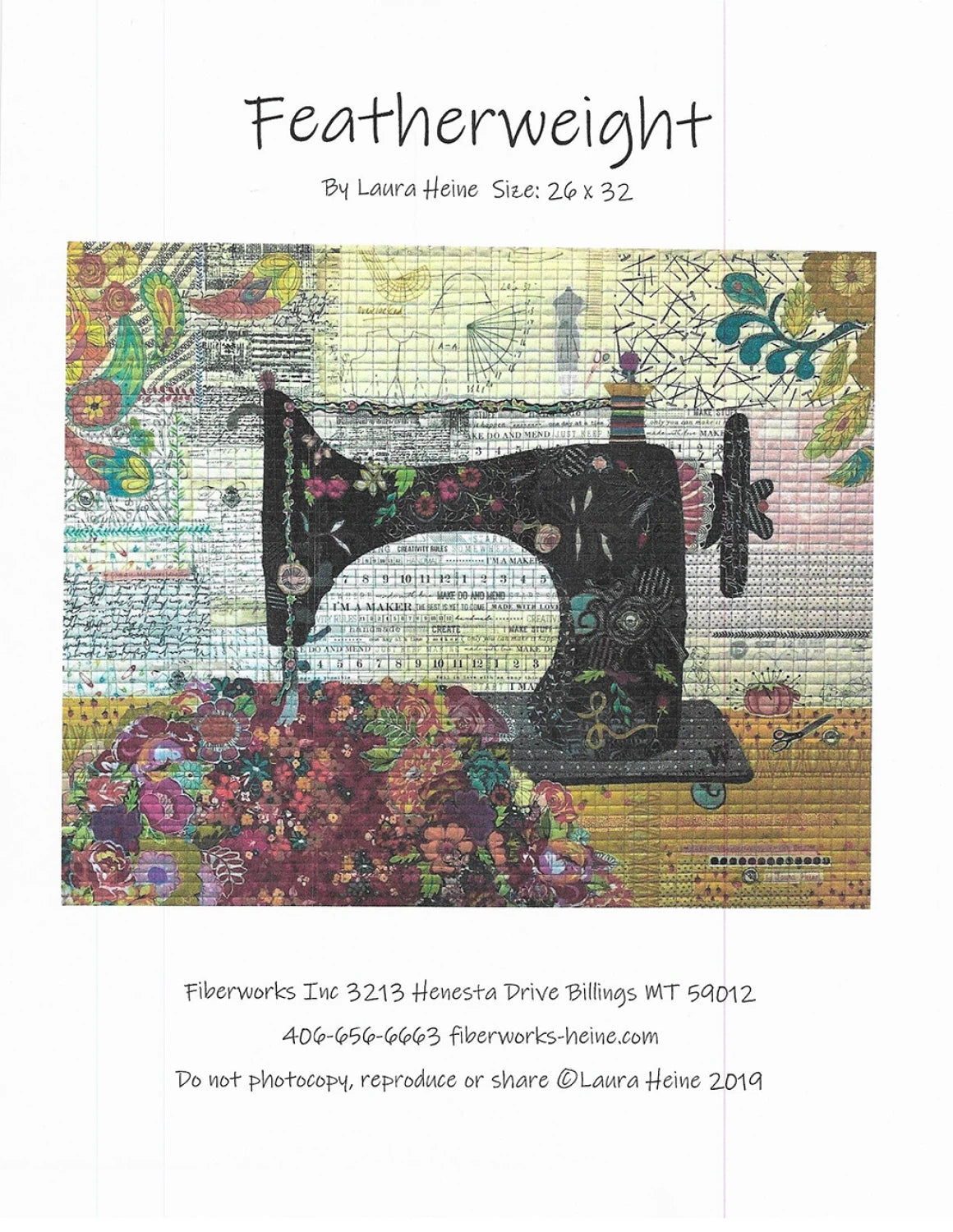 Featherweight Sewing Machine Collage Pattern By Fiberworks / Laura Heine