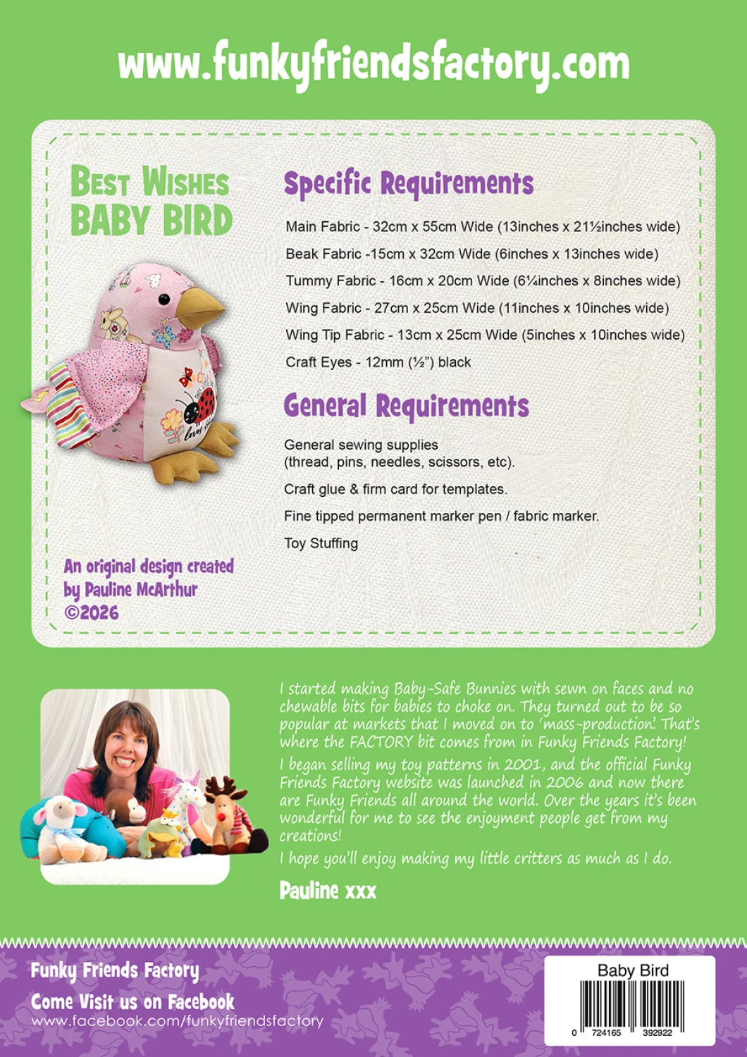 Best Wishes Baby Bird Stuffed Animal Pattern By Funky Friends Factory