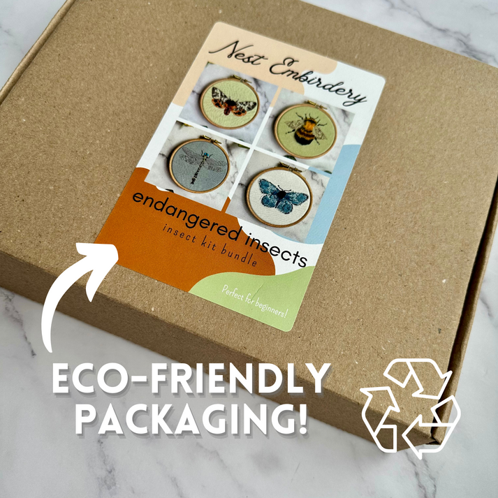 Nest Embirdery - Endangered Insect Four Mini Embroidery Kits Bundle