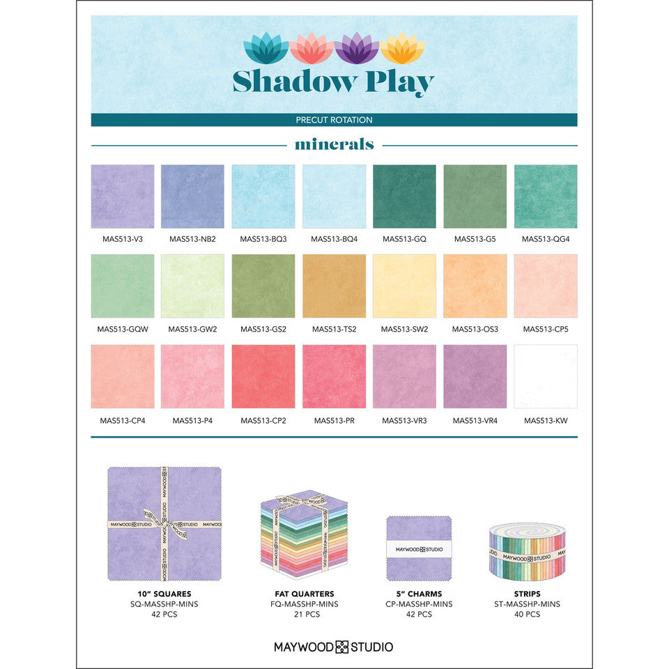 Maywood Studio - Shadow Play Minerals 10" Square Pack - Factory Precut Bundle