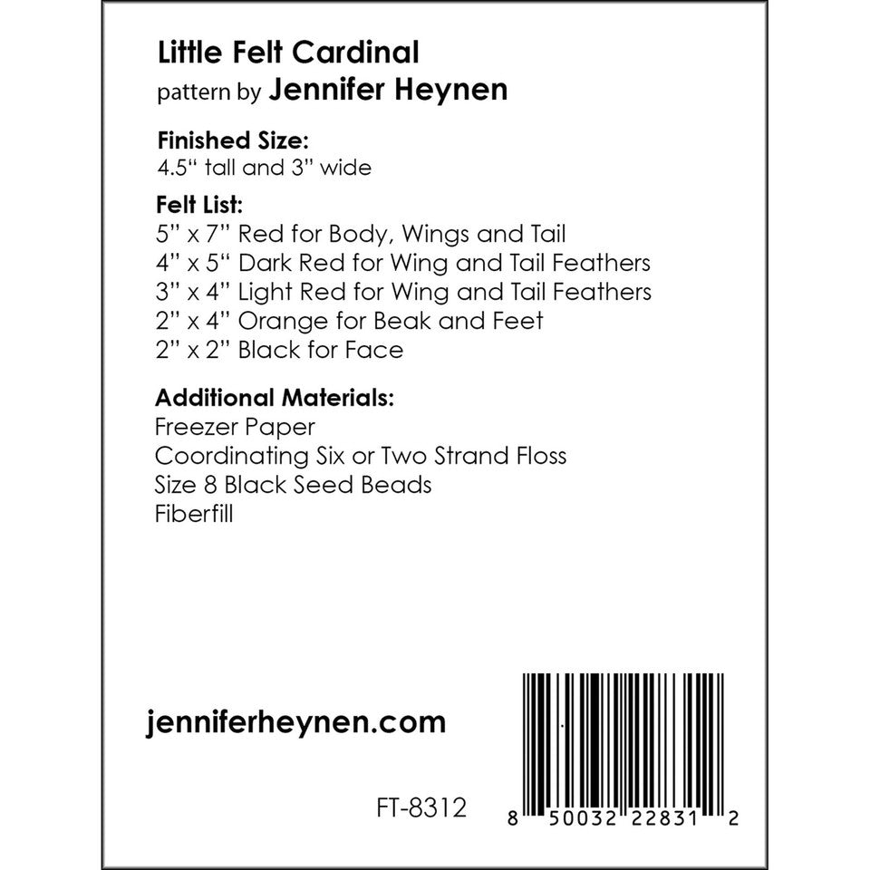 Little Felt Cardinal Pattern By Jennifer Heynen