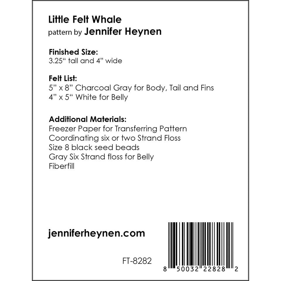 Little Felt Whale Pattern By Jennifer Heynen
