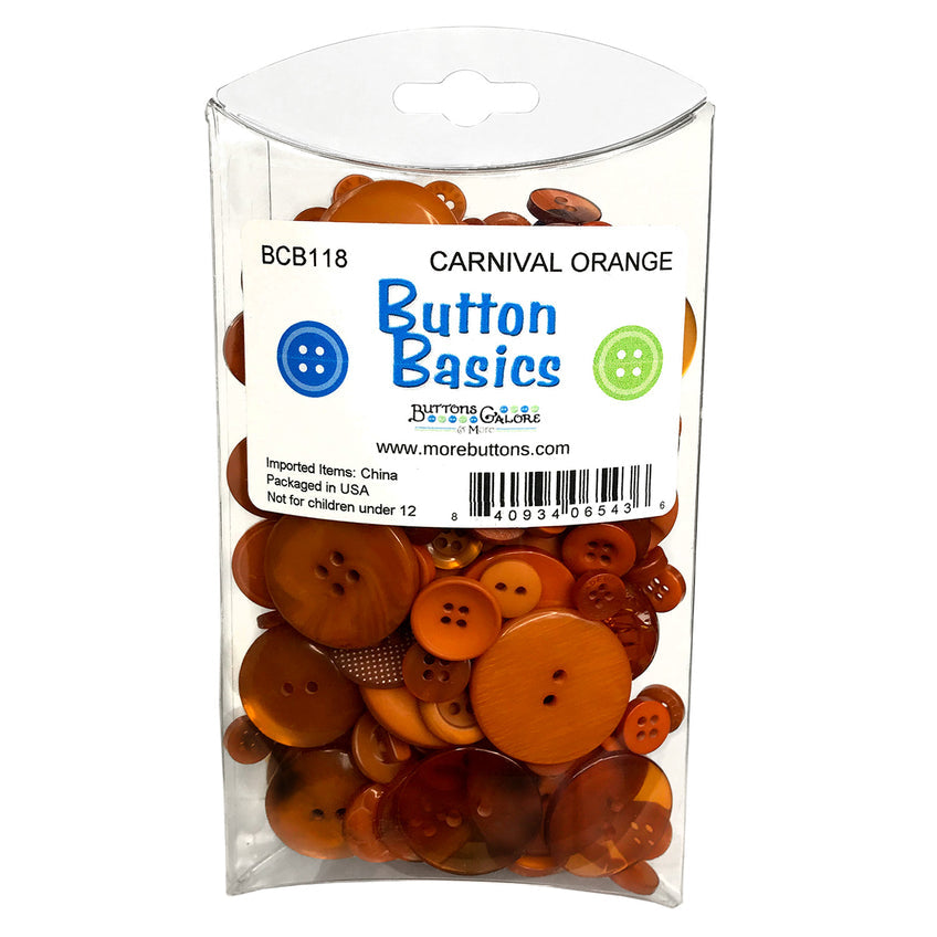 Buttons Galore and More - Button Basics Colorful Craft And Sewing Buttons - Carnival Orange