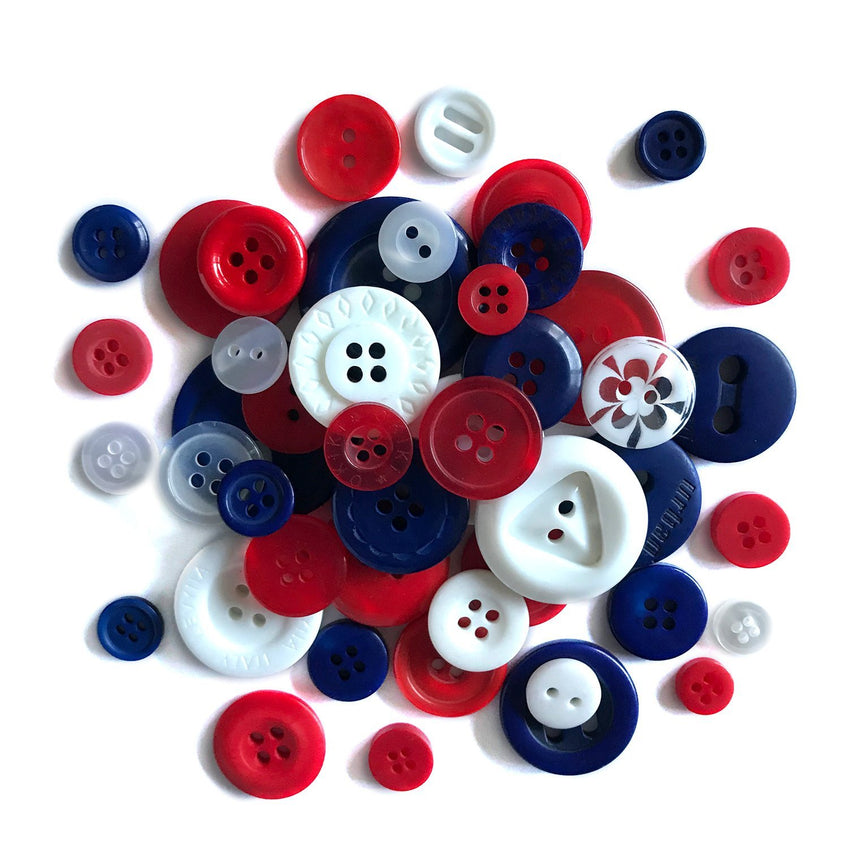 Buttons Galore and More - Button Basics Colorful Craft And Sewing Buttons - Patriotic