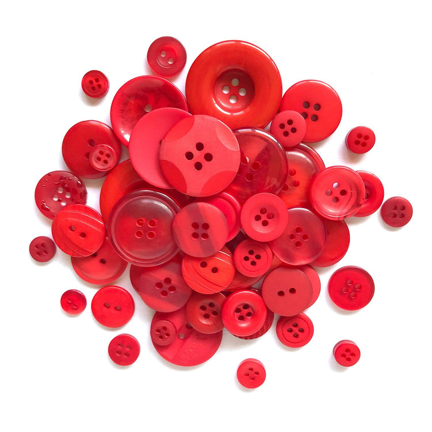 Buttons Galore and More - Button Basics Colorful Craft And Sewing Buttons - Red Hot