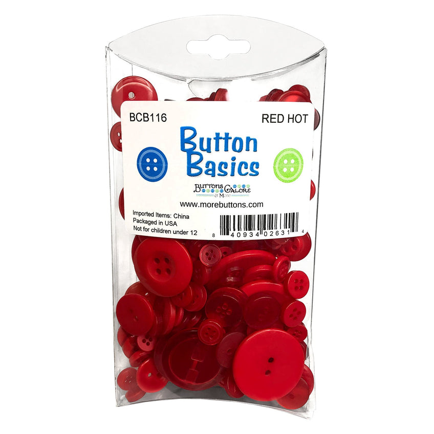 Buttons Galore and More - Button Basics Colorful Craft And Sewing Buttons - Red Hot