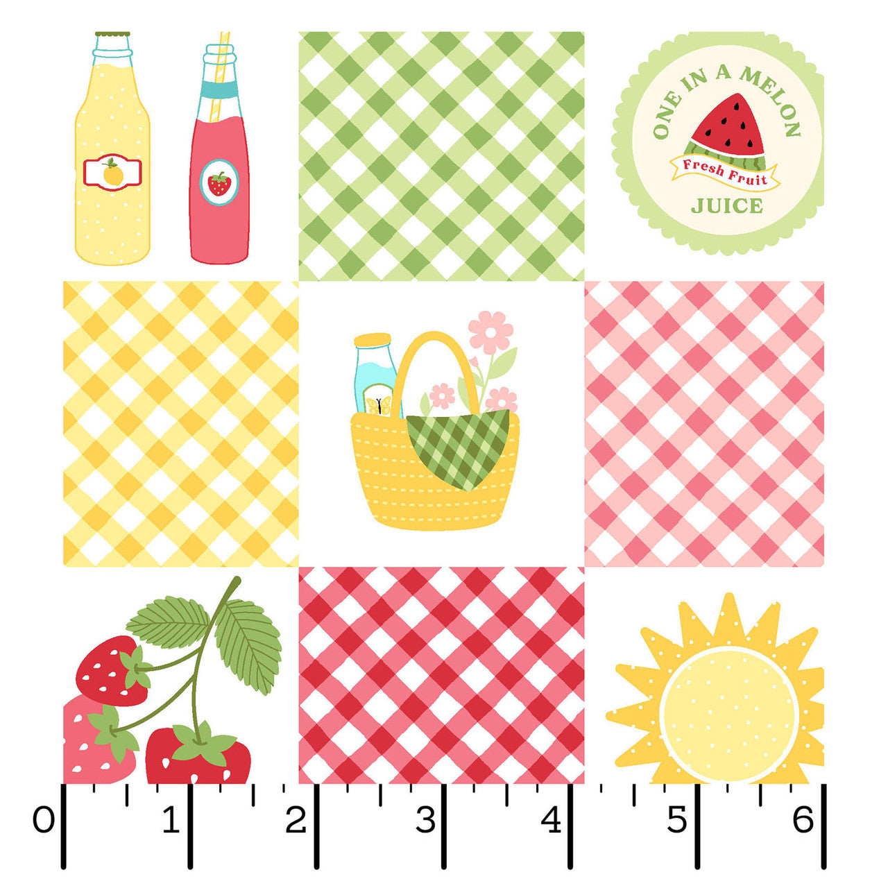 Kimberbell - Sippin' On Sunsine - Summer Day Picnic Quilt Cheater Print - MAS11070-Z