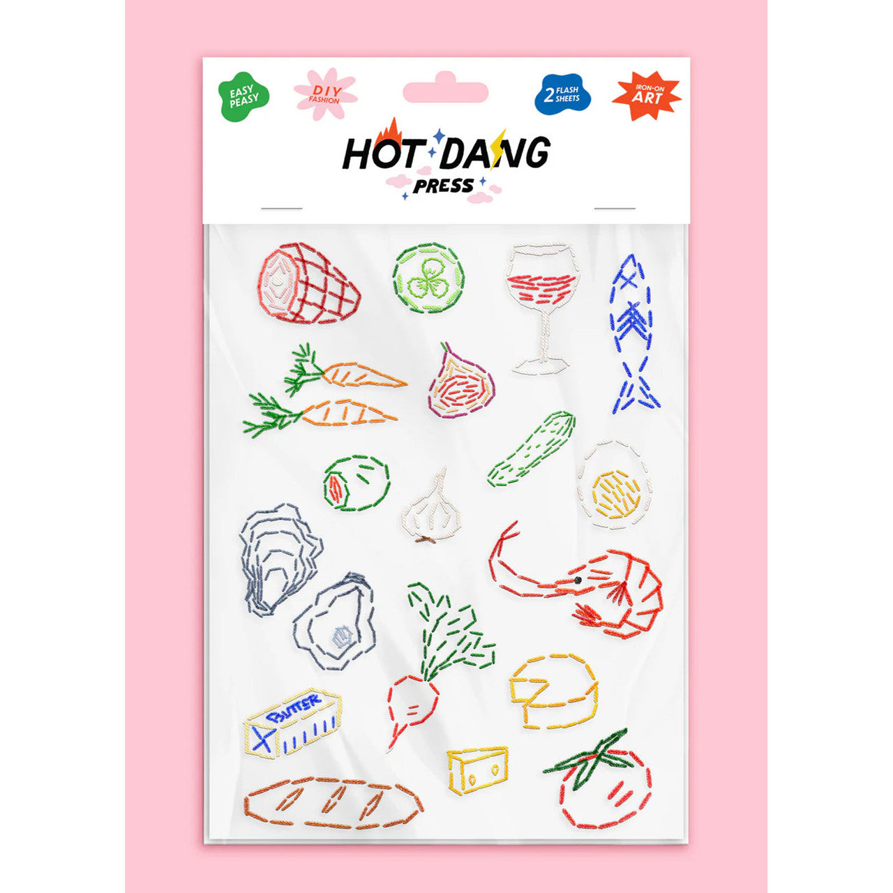 Hot Dang Press Iron On Food Embroidery Sheet Set
