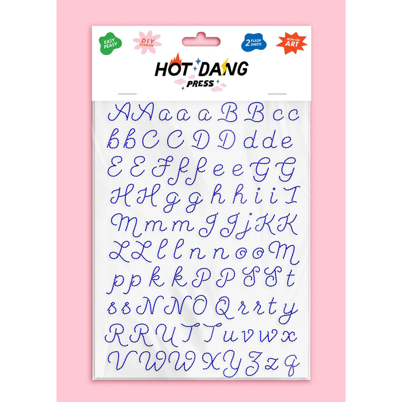 Hot Dang Press Iron On Blue Alphabet Embroidery Sheet Set