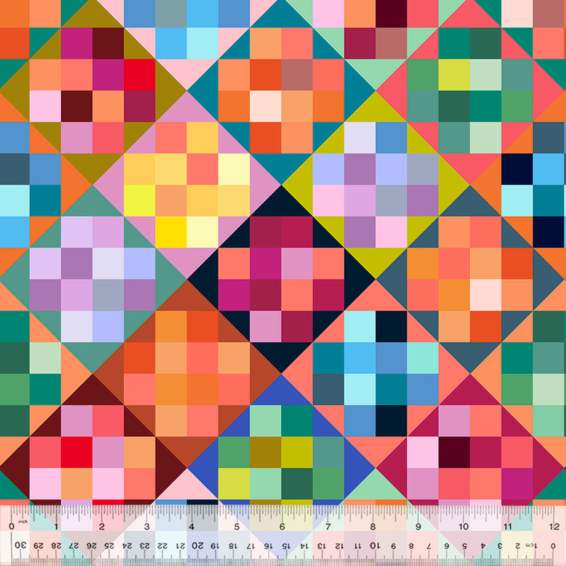 Windham - 108" Wideback - Rainbow Color Block Wide Quilt Backing Fabric - 54573DW-1DES