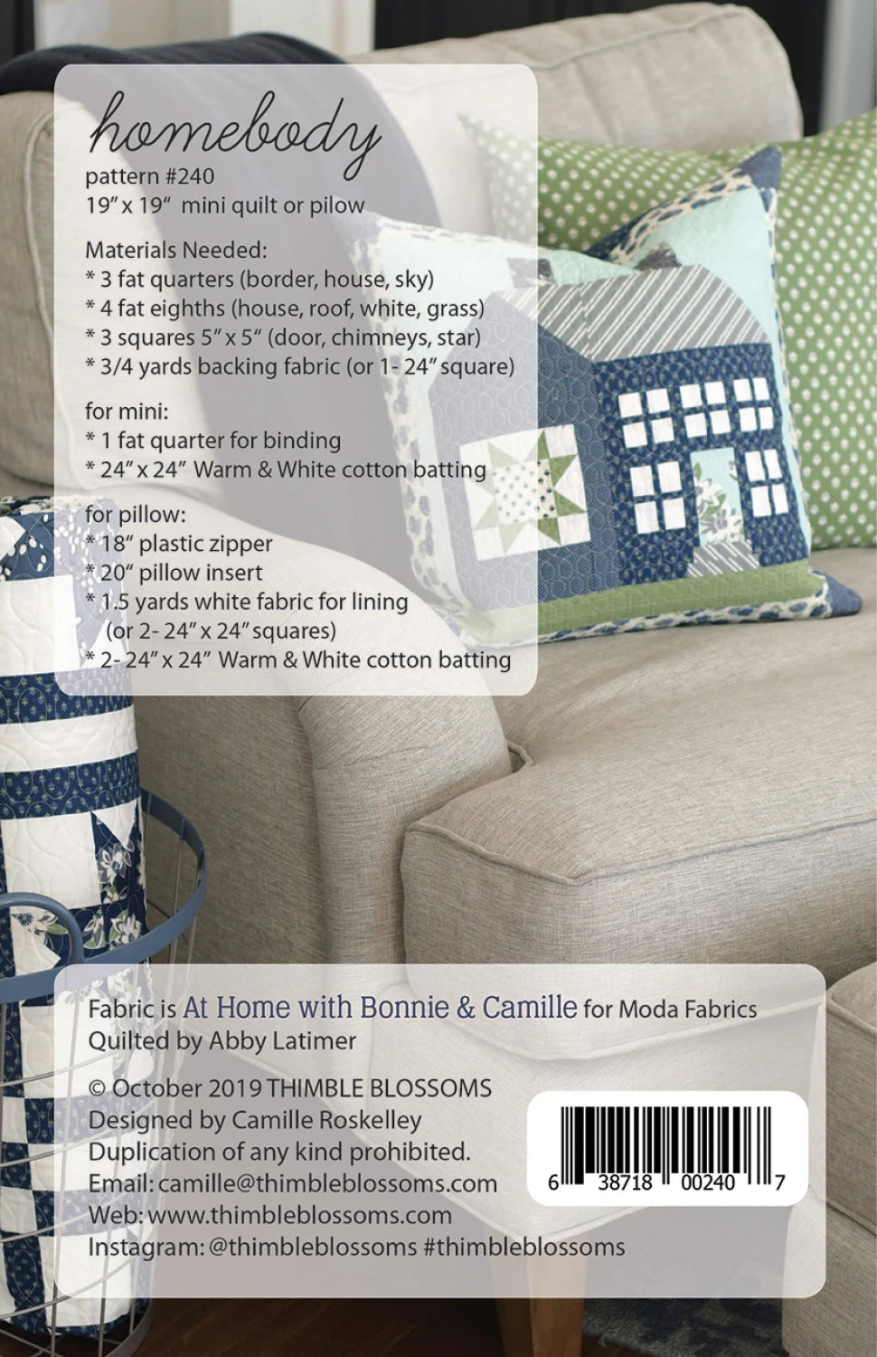 Homebody Mini Quilt Or Pillow Pattern By Thimble Blossoms