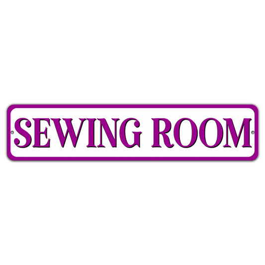 Sewing Room Purple Aluminum Sign