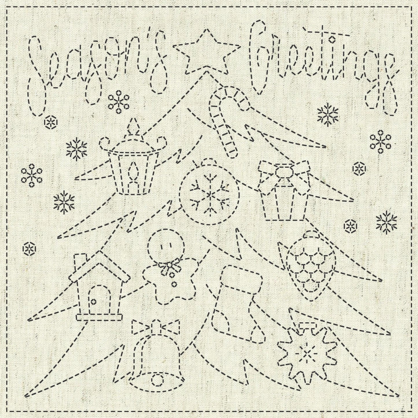 QH Textiles Sashiko Cloth - Season's Greetings
