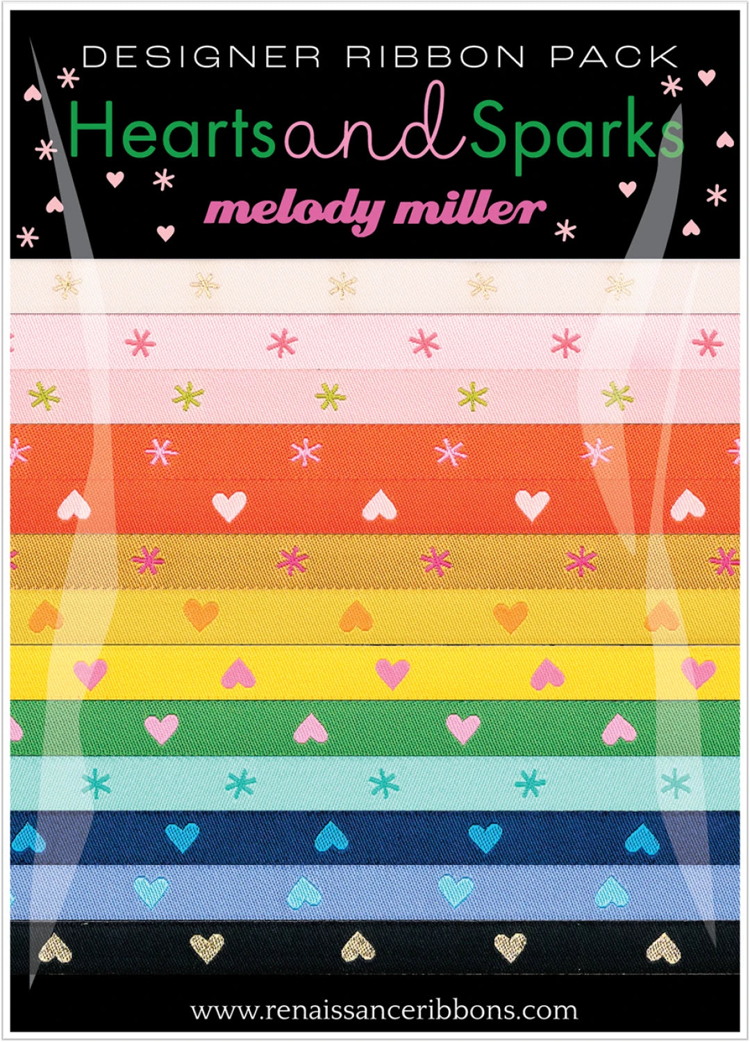 Ruby Star Society Designer Ribbon Pack Hearts and Sparks By Melody Miller