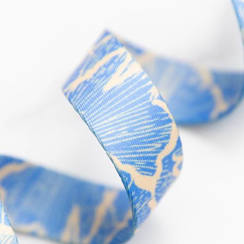 Blue Ginkgo Leaves Webbing 1" Stitch Supply Co - By The Yard