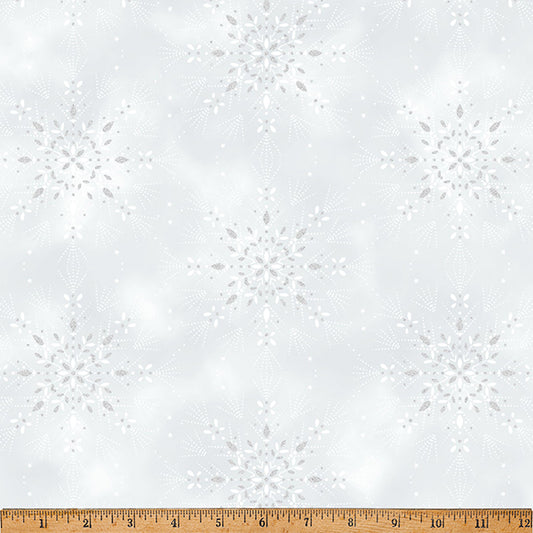 Hoffman Fabrics - Midnight Perch - Snowflakes - X7800-597S-December-Silver