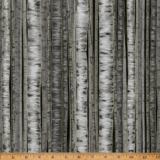 Hoffman Fabrics - Berries and Birch - Tree Trunks - X7795-4G-Black-Gold