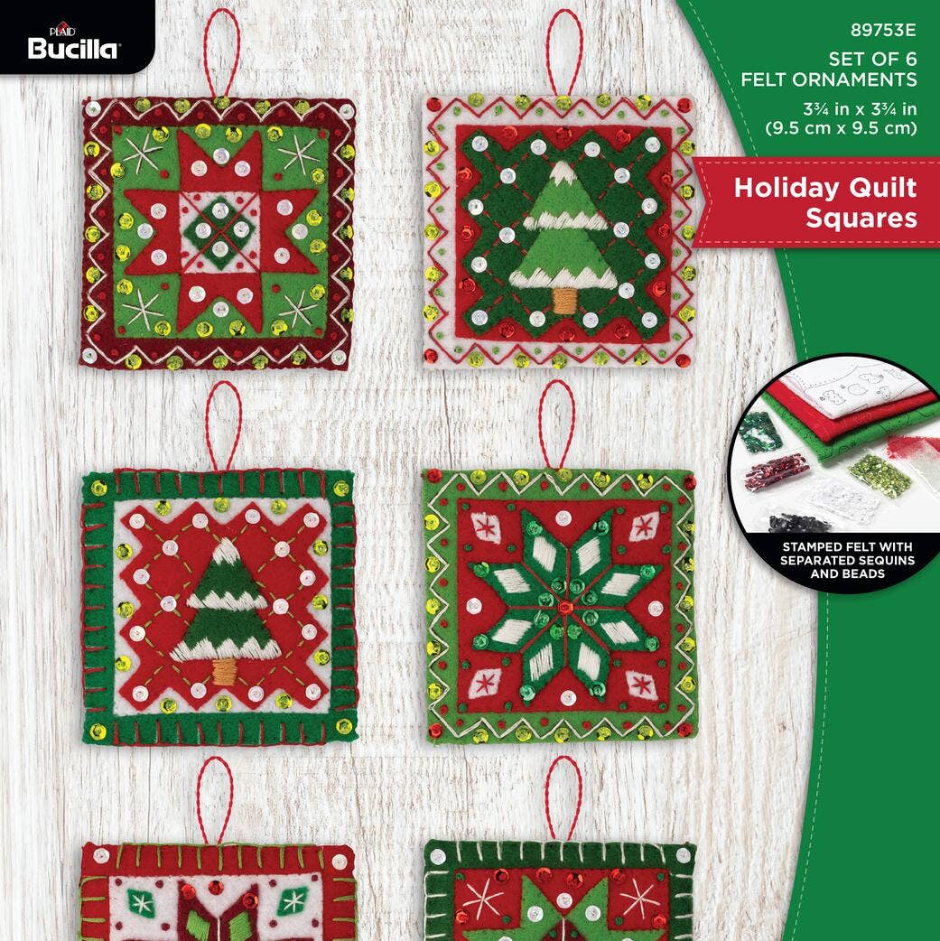Bucilla ® Felt Christmas Quilt Squares Ornament Kit