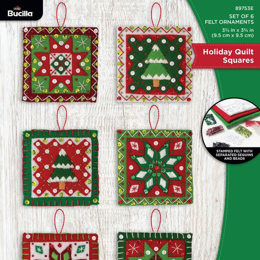 Bucilla ® Felt Christmas Quilt Squares Ornament Kit