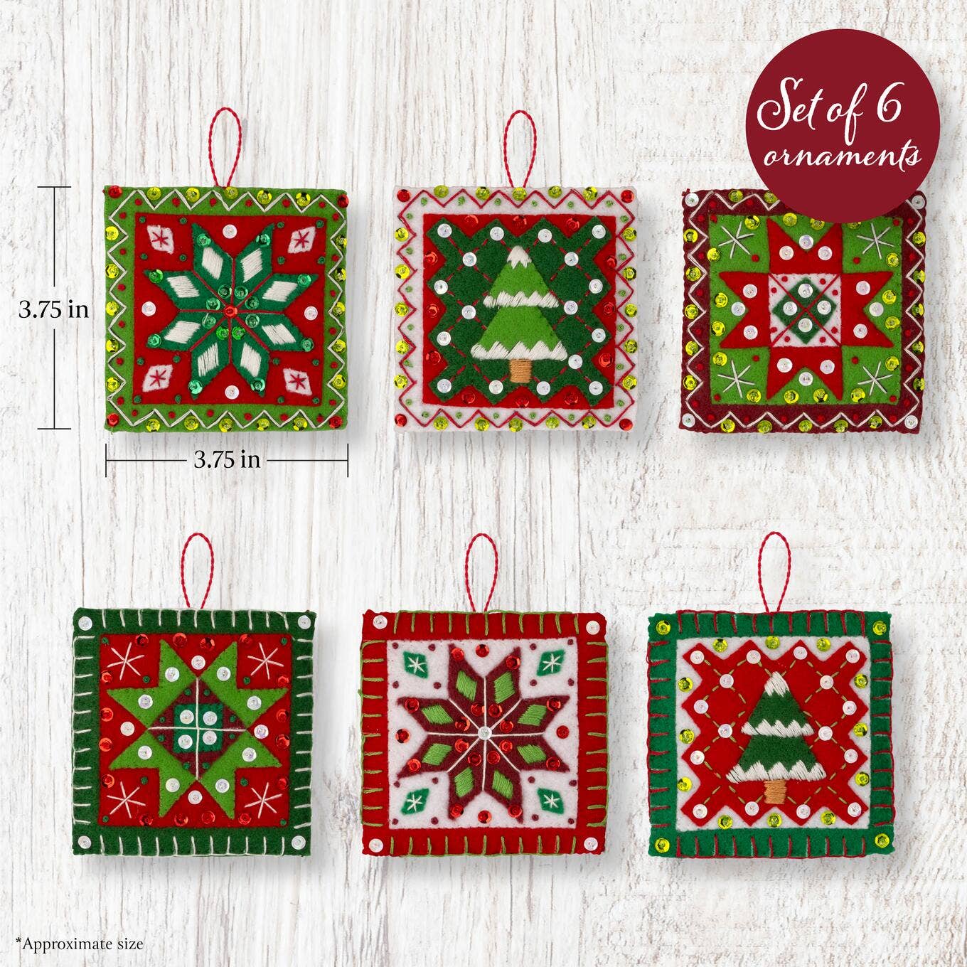 Bucilla ® Felt Christmas Quilt Squares Ornament Kit