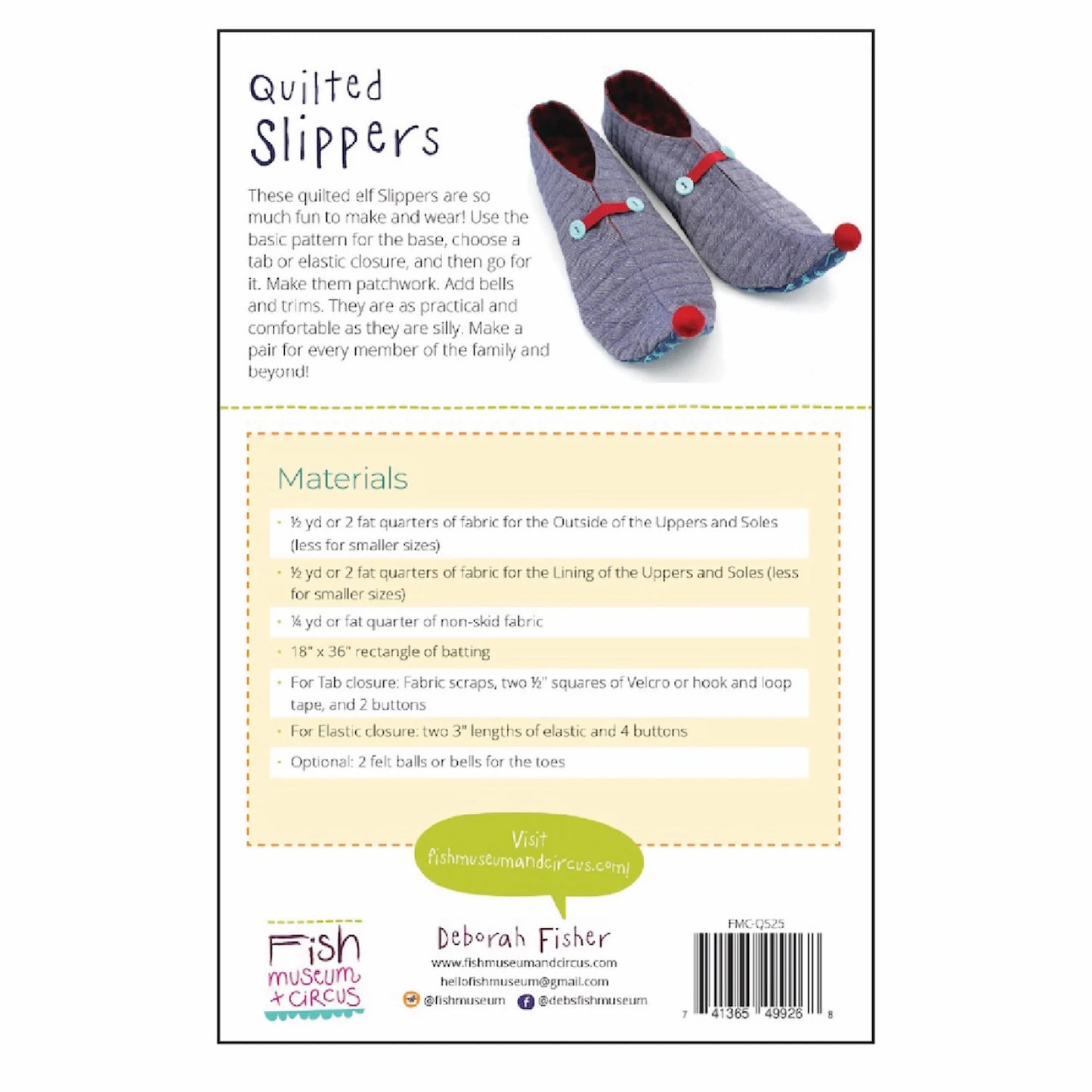 Quilted Slippers Pattern By Fish Museum and Circus