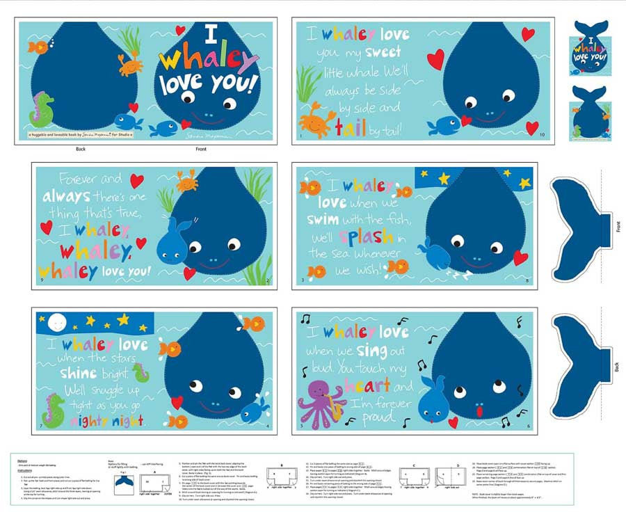 Studio E - Sandra Magsamen - Huggable and Loveable - Whaley Book Panel - 8836BP-01 Multi