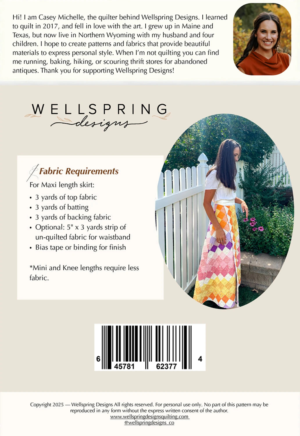 Quilted Wrap Skirt Pattern By Wellspring Designs