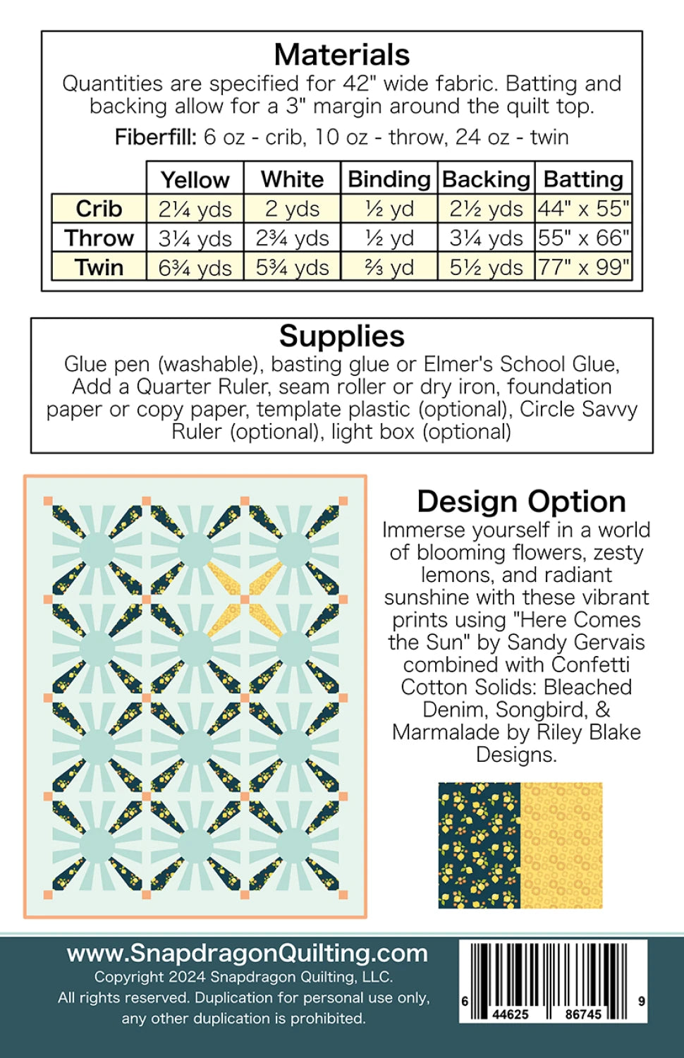 Sunshine Puff Quilt Pattern By Snapdragon Quilting