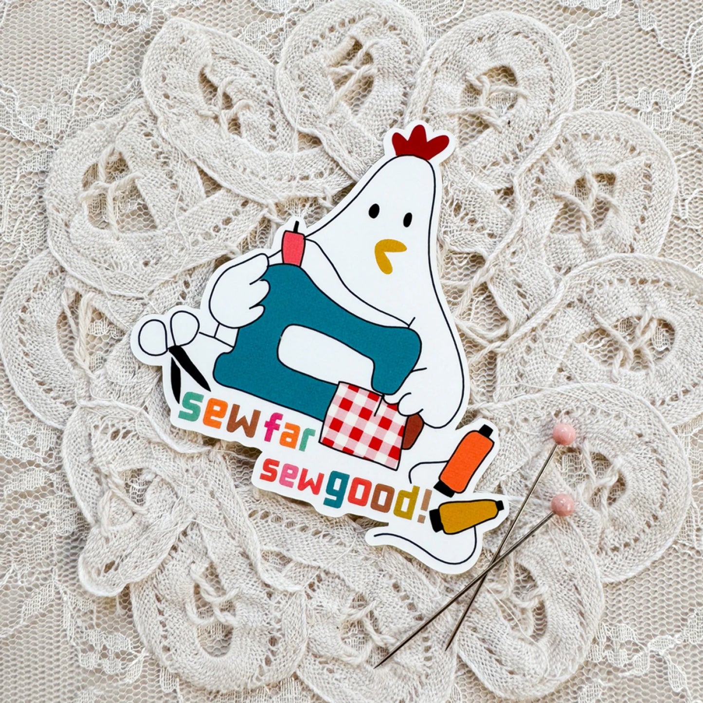 Minki Kim / Sewing Illustrations Sewing Chicken Sticker