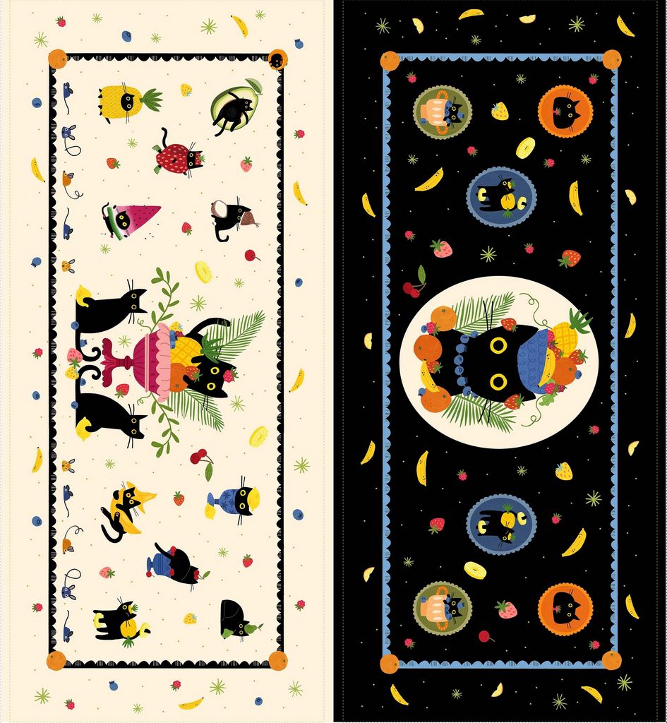 Dear Stella - Furruit Platter - Fruit and Cats Bench Pillow Panel - PSTELLA - DLW3585