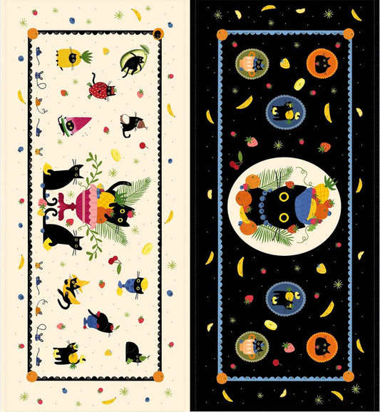 Dear Stella - Furruit Platter - Fruit and Cats Bench Pillow Panel - PSTELLA - DLW3585